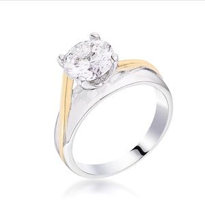 Two-tone Finish Solitaire Engagement Ring #66